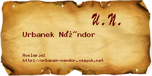Urbanek Nándor névjegykártya